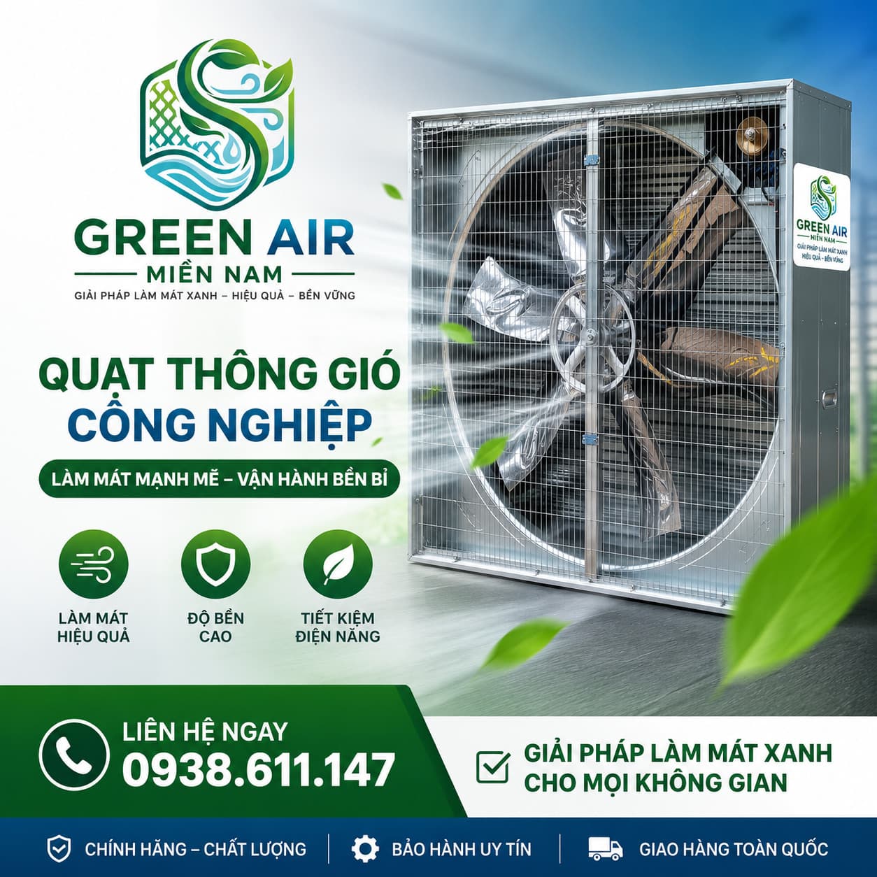 QUẠT THÔNG GIÓ CÔNG NGHIỆP GA-1380 – LƯU LƯỢNG GIÓ 48.000 m³/h – GIẢI PHÁP THÔNG GIÓ LƯU LƯỢNG LỚN CHO NHÀ XƯỞNG VÀ CÔNG TRÌNH CÔNG NGHIỆP