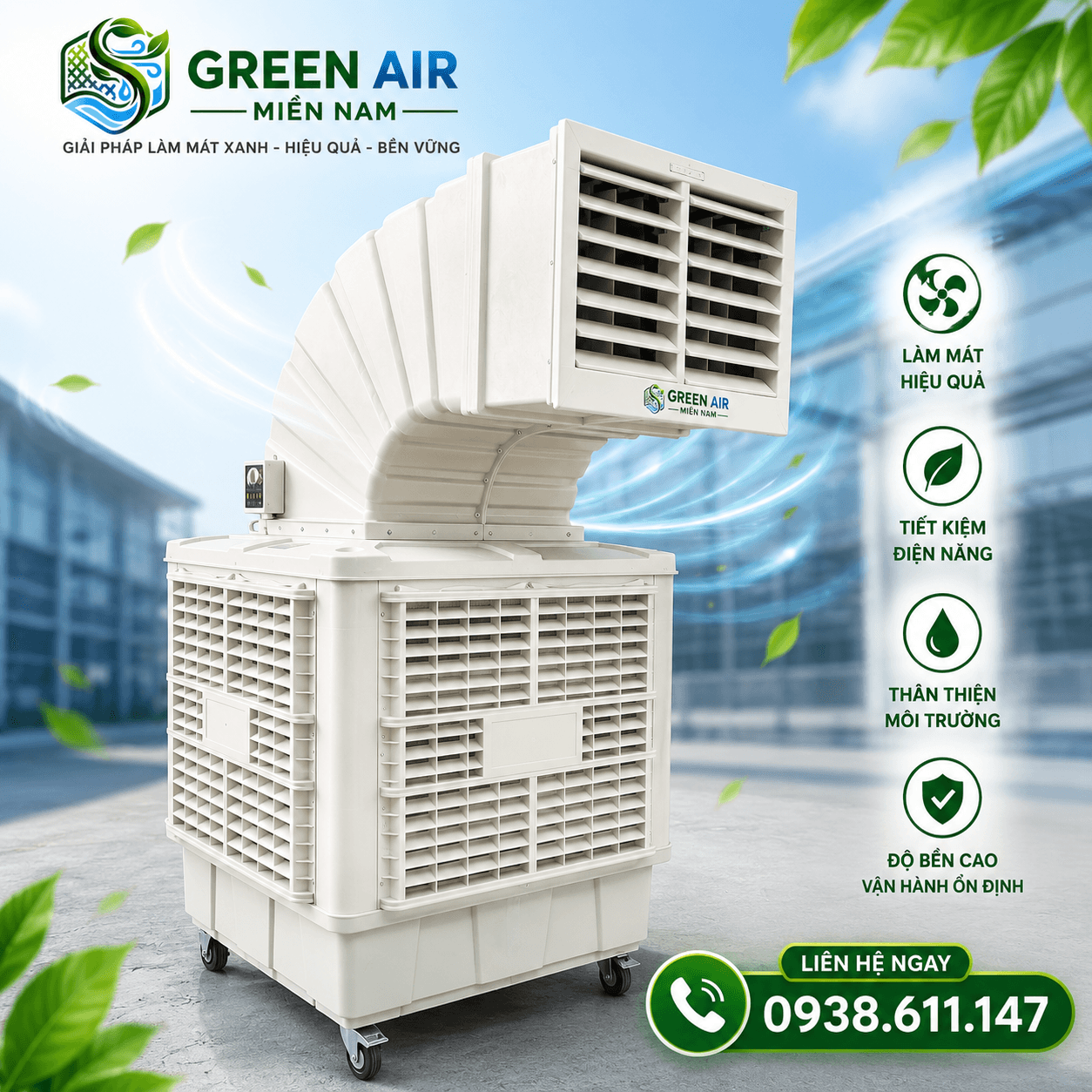 MÁY LÀM MÁT AIR COOLER 50000M3/H DIỆN TÍCH LÀM MÁT CHO DIỆN TÍCH 300-350M2