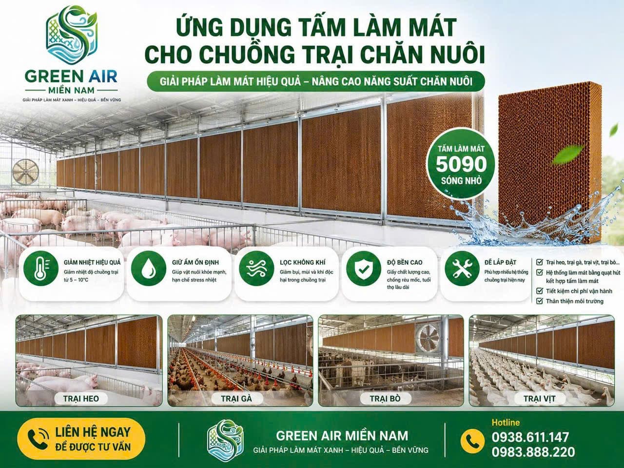 TẤM LÀM MÁT 5090  865+30x900x100mm CHO QUẠT LÀM MÁT-AIR COOLER